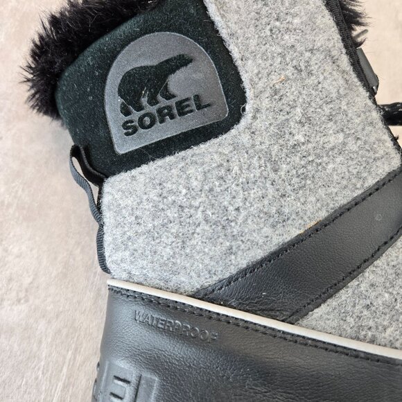 Sorel Boots Waterproof Gray Black Fur Lined Outdoor Lace Up Snow Winter Booties - Picture 11 of 13